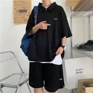 [하프클럽/]남성 루즈핏 반팔 투피스 카라티 셋업 여름 상하의 2컬러