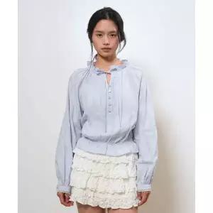 브랜드정품 제너럴아이디어 GENERALIDEA 프릴넥 크롭 레이스 블라우스 [SKY BLUE] GF2LBL515 175767