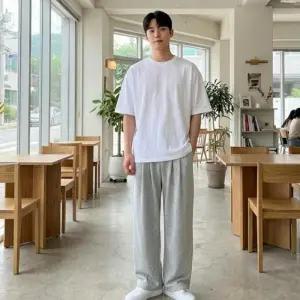 남자 체형커버 베이직 핀턱 트레이닝 팬츠