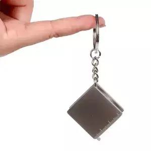 휴대용 스테인레스 스틸 키링 테이프 측정 키체인 도구 개폐식 눈금자 풀