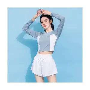 은창]하이 웨이스트 밴딩 스포티 래쉬가드 수영복 비키니 모노키니 여름 비치 휴가 바지 팬츠 세트 몸매보