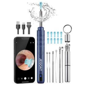 제고트 이어 왁스 제거, 1296P HD 카메라와 6개의 LED 조명이 장착된 제거 도구 카메라, 10개의 픽이 클리너, iOS 및 Android용 업그레이드된 키트, 네이비 블루