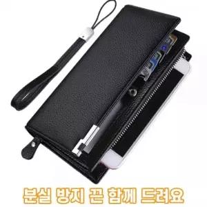 검정 가죽 장지갑 남성 카드지갑 수제 스트랩 캐주얼 아빠 남자장 남성장지갑