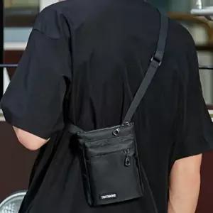 남성 심플 슬림 미니 크로스백 블랙 1P 캐주얼 여행 핸드폰 수납 가방 패션