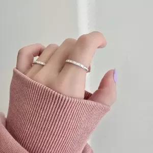 SA122 국내제작 여성 실버 악세사리 무광 큐브 데일리 심플 링 레이어드 은반지 silver925