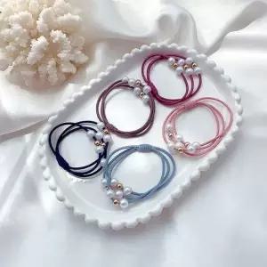밴드 고탄력 트리플 5개세트 헤어끈 진주 장식머리끈 헤어끈세트 고무줄세트 머리끈세트