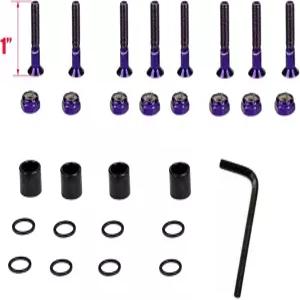 IMPORX 스케이트보드 퍼플 하드웨어 키트 - 롱보드 및 크루저용 장착 나사 너트 세트 초고강도 합금