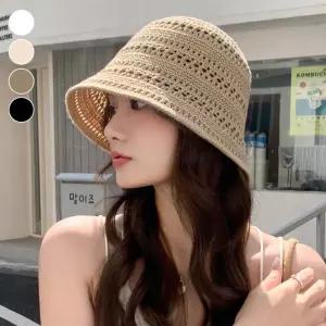여자 간절기 데일리 펀칭 포인트 니트 버킷햇