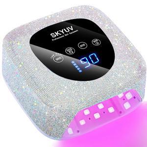 SKYUV 충전식 UV LED 네일 젤 경화 램프, 및 스크린이 살롱 드라이어, 램프 전문 가정용 있는 광택용 비즈 타이머 터치 조명 설정 30개가 4가지 무선