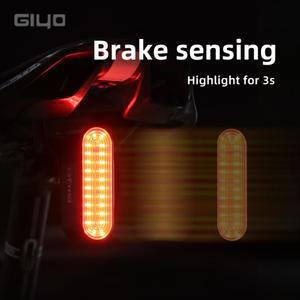 Giyo 자전거 브레이크 감지 미등 6 조명 모드 스마트 후면 IP66 방수 800mAh Type-c 충전 긴 배터리 수명