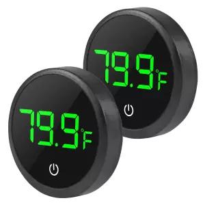 2Pcs 디지털 수족관 온도계 어항 LED 디스플레이 온도 센서 유리 용기 식물 파충류 거북 탱크-블랙용 터치