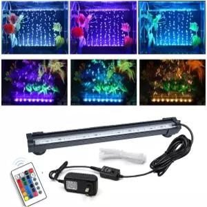 잭슈퍼 수족관 에어 버블 라이트 16가지 색상과 4가지 모드의 RGB LED 어항 조명 리모컨 거북이 수조용