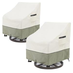 LSongSKY 야외 스위블 라운지 의자 커버 2팩 100% 방수 헤비 듀티 야외 의자 커버 (33W x 35D x 38.5H 인치) 스위블 파티오 의자용 파티오 가구 커버 화이트 & 그레이시 그린