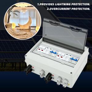 XIONGISolar 광전지 PV 결합기 상자 번개 보호 2 입력 출력 DC 600V MCB SPD 1000VFuse 방수 IP65
