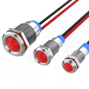 6mm LED 방수 금속 표시 등 신호등 와이어 6V -12V 220V 빨간색/노란색/파란색/녹색/흰색 버튼