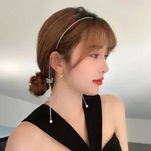 WL 여신 줄 머리띠 귀고리 착시 나비 스트링 헤어밴드 여학생 여대...
