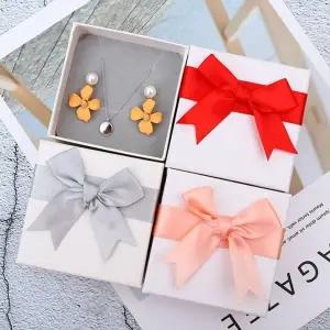 WL 주얼리 케이스 3색 리본상자 7.5X7.5cm-WFNMYD7