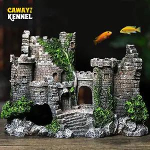 수족관 무작위 색상 성 모양 어항 장식품 장식 조경 수지 Rockery 홈 공예