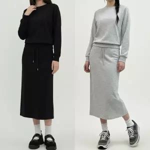 [하프클럽/]여성 소프트 트레이닝 맨투맨 롱스커트 세트