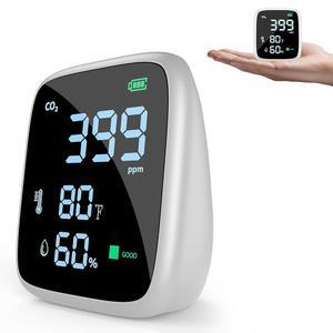 5-IN-1 CO2 이산화탄소 감지기 디엔모른 휴대용 공기질 모니터 실내 1600MAH 강력 배터리 감지기 / 온도 습도 여행 사무실 가정 재배 텐트용 LED 디스플레이