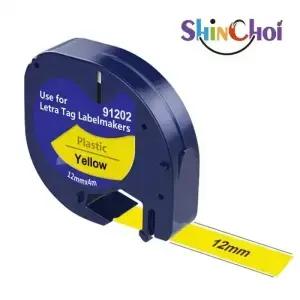 Dymo 59423 S0721570/91222/91202 S0721670 LetraTag 12mm x 4m 검정색/노란색 호환 테이프