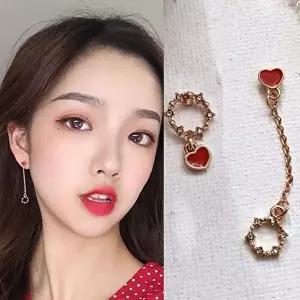 여성 골드 하트 드롭 귀걸이 체인 이어링 데일리 포인트 패션 액세서리-WFNQ9WT
