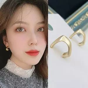 매트 무광 골드 미니 링귀걸이 곡선 사각 여성 귀걸이-WFNQ9WW