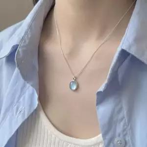 여성 데일리 실버톤 블루 물방울 펜던트 목걸이 여성목걸이 펜던트목걸이 물방울목걸이