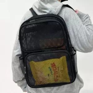 메쉬 망사 블랙 대형 배낭 가방 그물 백팩 가방 메는 어깨 메시 33x45 여성백팩 스트링백팩