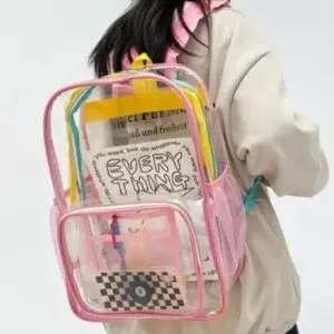 28x40 메는 투명 가방 비닐가방 백팩 투명백 어깨 핑크 클리어 PVC 배낭 여성백팩 스트링백팩