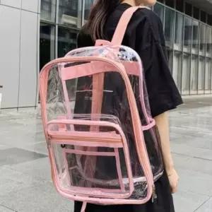 메는 배낭 어깨 핑크 가방 투명 PVC 클리어 백팩 투명백 33x42 비닐가방 여성백팩 스트링백팩