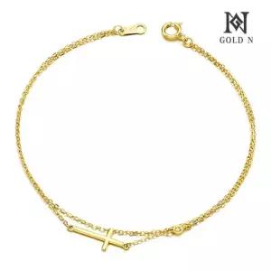 [골드앤] 18K 심플 크로스 다이아 두줄 팔찌
