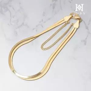 [골드앤] 14K 스네이크 라인 두줄 2mm 팔찌