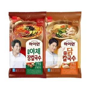 맛있는家 하이면 닭칼국수692g 1봉 + 야채장칼국수652g 1봉 총4인분 냉동)