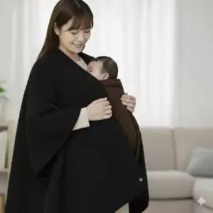 S 나와니스 올인원 코트형 아기띠워머 블랙 바람차단 외출용품 유모차덮개 바람막이
