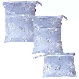 천 기저귀 수영복 옷을 위한 다메로 3Pcs 습식 드라이백 여행 운동 집 방 방수(회색 꽃)에 이상적입니다
