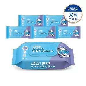[크리넥스]스카트 변기에 버리는 화장실 청소티슈 40매X6팩 스머프에디션