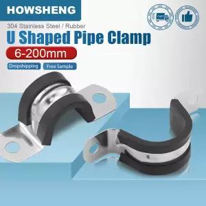 HOWSHENG 1-10pcs 고무 라이닝 파이프 클램프 P 클립 6mm-200mm 고정 용 스테인레스 스틸 장착 호스 클램프