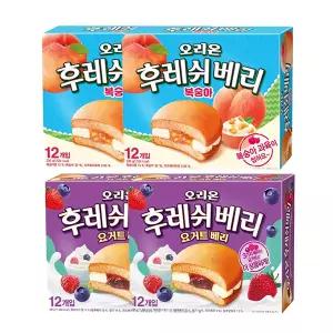 오리온 후레쉬베리 요거트베리 12입, 2개 + 복숭아 12입, 2개