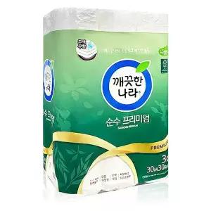 깨끗한나라 순수 프리미엄 30m 30롤, 화장지 휴지