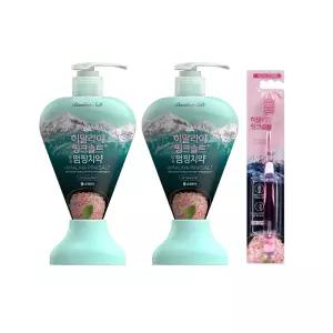 페리오 히말라야 핑크솔트 펌핑치약 아이스민트, 285g, 2개 +  칫솔 부드러운모, 1개