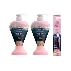 페리오 히말라야 핑크솔트 펌핑치약 플로럴민트, 285g, 2개 + 칫솔 부드러운모, 1개
