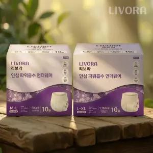 리보라 안심 파워흡수 언더웨어 60매 (10매입X6팩) 중형 대형 요실금 팬티형 성인기저귀