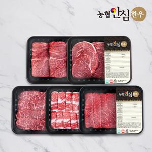 [농협안심한우] 1등급 소한마리 구이세트 1kg 꽃등심+등심+채끝+차돌박이+실속구이