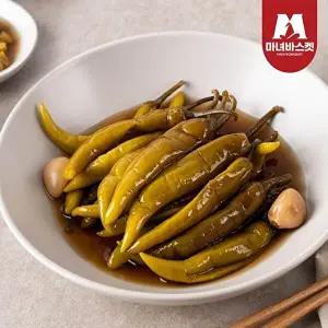 [마녀바스켓]밥반찬 밥도둑 아삭한 간장고추1kg + 알마늘장아찌1kg