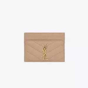 생로랑 MUST IT_ 여성 마틀라세 모노그램 카드지갑 DARK BEIGE TU 423291 BOW01 2721