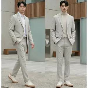S/S 럭셔리 아이보리 시어서커 다이나믹 셋업 PIE4065