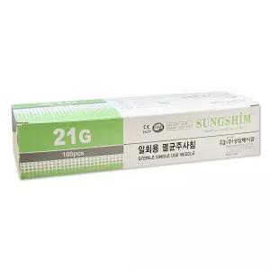성심 일회용 멸균주사침 21GX32mm 1통(100개)주사기 바늘 여드름 니들