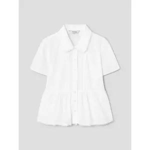 [에잇세컨즈] 반팔 밑단 셔링 블라우스  화이트 (356365CM11)