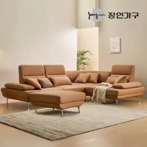 장인가구 도이 5인용 스윙 이지클린 가죽 코너형 소파 (스툴 포함)